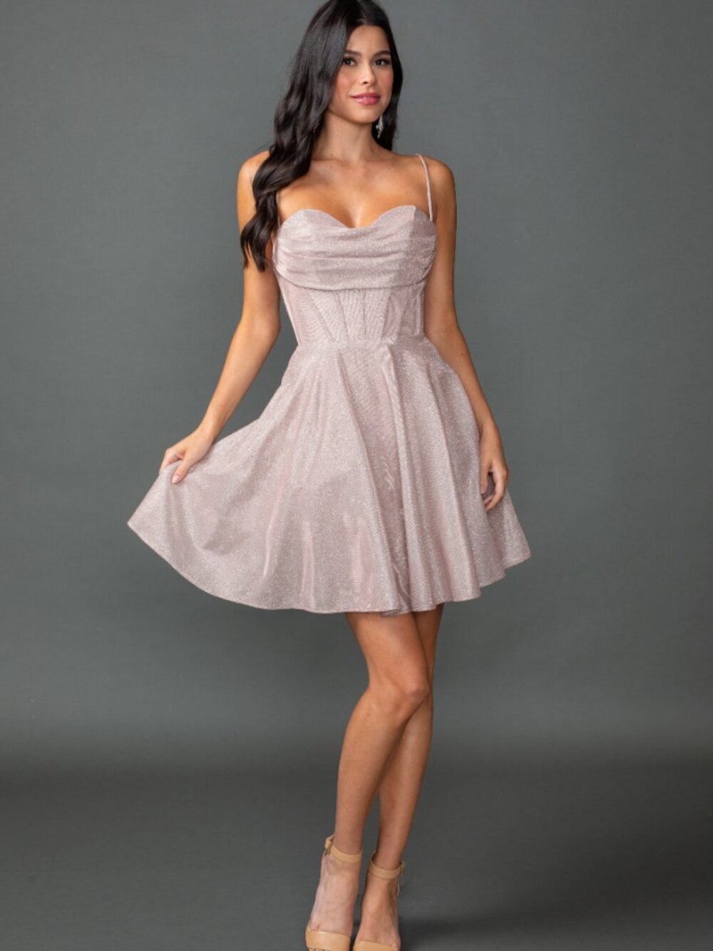 NEW CHAMPAGNE Evening Gown Floor Length Formal Elegant Stunning 3421